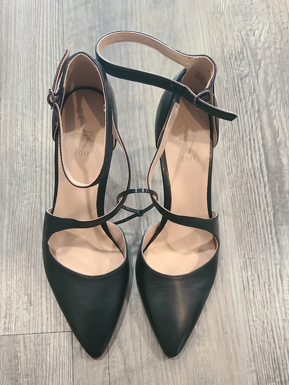 27 Edit Naturalizer Black AbilynLeather Strappy Pointed-Toe Pump Size 7.5 Narrow